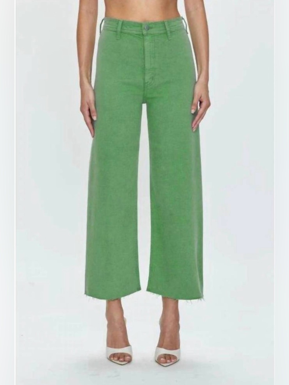 Pistola Penny Crop High Rise Wide Leg Jeans Avocado Green Size 28 Anthropologie